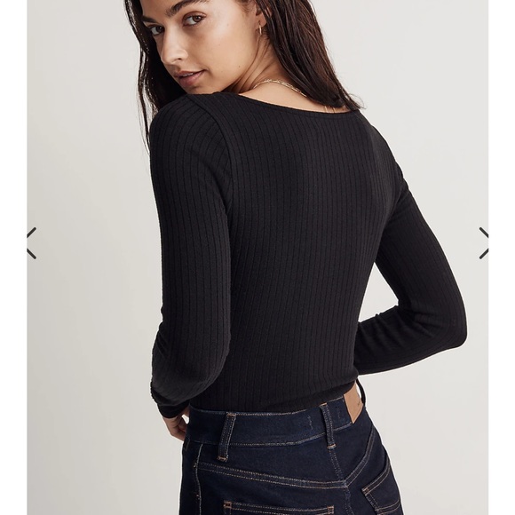 Madewell XXS NWT Maroon Sweetheart Long Sleeve Top - Picture 5 of 5